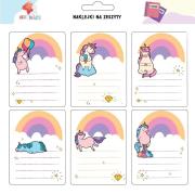 Naklejki na szafkę i zeszyt Tęczowe jednorożce. Wydawca: All4Kids. Dadada.pl Opakowanie Naklejki na szafkę i zeszyt Tęczowe jednorożce