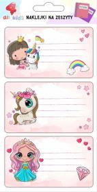 Opakowanie Naklejki na zeszyty Księżniczki jednorożce (6 szt)