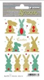 Opakowanie Naklejki papierowe złote zajączki