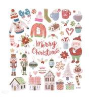 Opakowanie Naklejki z brokatem przytulne święta 43szt