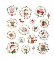 Opakowanie Naklejki z brokatem świąteczka wianuszki 18szt