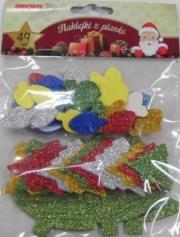 Opakowanie Naklejki z pianki choinki i bąbki z brokatem 49szt