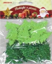 Naklejki z pianki choinki z brokatem 50szt. Wydawca: Brewis. Dadada.pl Opakowanie Naklejki z pianki choinki z brokatem 50szt