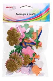 Opakowanie Naklejki z pianki z brokatem kwiatki i figury 66sz
