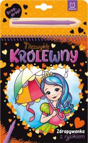 Niezwykłe królewny. Zdrapywanka z rysikiem. Autor: Podgórska Anna. Dadada.pl Okładka książki Niezwykłe królewny. Zdrapywanka z rysikiem