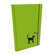 Opakowanie Notes A5 z gumką kratka soft touch uv kot w zieleni BB230024