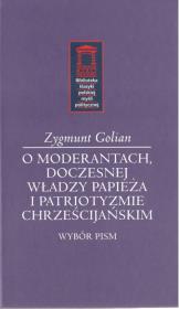 Okładka książki O moderantach, doczesnej władzy papieża i patriotyzmie chrześcijańskim