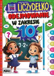 Odejmowanie w zakresie 10. Liczydełko. Autor: Elżbieta Dędza-Mozol. Dadada.pl Okładka książki Odejmowanie w zakresie 10. Liczydełko