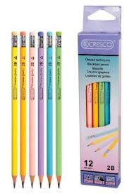 Ołówek trójkątny 2B z gumką Pastel 12szt.. Wydawca: CRESCO. Dadada.pl Opakowanie Ołówek trójkątny 2B z gumką Pastel 12szt.
