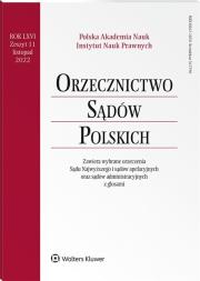 Okładka książki Orzecznictwo Sądów Polskich 11/2022
