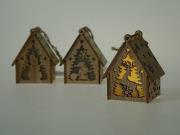 Opakowanie Ozdoba świąteczna drewniana ze światłem MIX