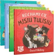 Pakiet Kochamy cię, Misiu Tulisiu / Kto przytuli Misia Tulisia? / Nie martw się, Misiu Tulisiu / Miś Tuliś bawi się w chowanego. Autor: David Melling. Dadada.pl Okładka książki Pakiet Kochamy cię, Misiu Tulisiu / Kto przytuli Misia Tulisia? / Nie martw się, Misiu Tulisiu / Miś Tuliś bawi się w chowanego