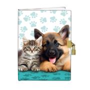 Pamiętnik z kłódką 13x18cm Kot i pies 60K gładki. Wydawca: Still trade. Dadada.pl Opakowanie Pamiętnik z kłódką 13x18cm Kot i pies 60K gładki