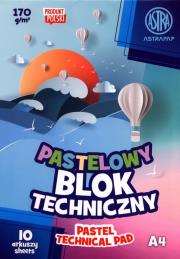 Opakowanie Pastelowy blok techniczny z kolorowymi kartkami A4 10 arkuszy 10 sztuk