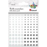 Opakowanie Perełki samoprzylepne okrągłe 120szt białe srebrne