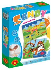 Piaskowe malowanki Sandy tygrys, t-rex. Wydawca: ALEXANDER GRY. Dadada.pl Opakowanie Piaskowe malowanki Sandy tygrys, t-rex