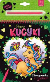 Piękne kucyki. Zdrapywanka z rysikiem. Autor: Podgórska Anna. Dadada.pl Okładka książki Piękne kucyki. Zdrapywanka z rysikiem