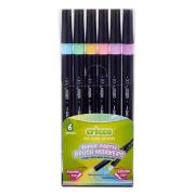 Pisaki pędzelkowe pastelowe dwustronne 6 kolorów. Wydawca: Cricco. Dadada.pl Opakowanie Pisaki pędzelkowe pastelowe dwustronne 6 kolorów