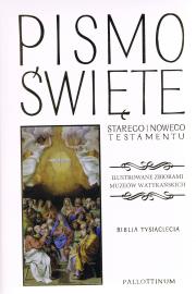 Pismo Święte Starego i Nowego Testamentu ilustrowane zbiorami muzeów watykańskich Biblia Tysiąclecia (biała). Autor: Opracowanie zbiorowe. Dadada.pl Okładka książki Pismo Święte Starego i Nowego Testamentu ilustrowane zbiorami muzeów watykańskich Biblia Tysiąclecia (biała)