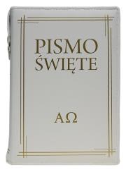 Pismo Święte w etui białe. Wydawca: Wydawnictwo Diecezjalne i Drukarnia w Sandomierzu. Dadada.pl Opakowanie Pismo Święte w etui białe