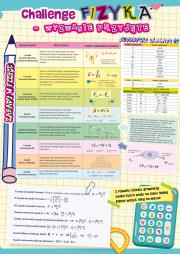 Plansza dwustronna A4 ściąga fizyka. Wydawca: Henry. Dadada.pl Opakowanie Plansza dwustronna A4 ściąga fizyka