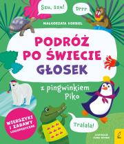 Podróż po świecie głosek z pingwinkiem Piko. Autor: Małgorzata Korbiel. Dadada.pl Okładka książki Podróż po świecie głosek z pingwinkiem Piko