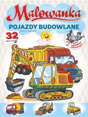 Pojazdy budowlane. Malowanka. Autor: Kruszewski Włodzimierz, Ernest Błędowski. Dadada.pl Okładka książki Pojazdy budowlane. Malowanka