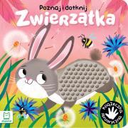 Poznaj i dotknij. Zwierzątka. Książeczka sensoryczna. Autor: Grażyna Wasilewicz. Dadada.pl Okładka książki Poznaj i dotknij. Zwierzątka. Książeczka sensoryczna