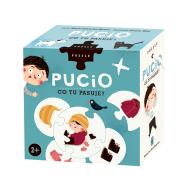 Pucio. Puzzle: Co tu pasuje?. Autor: Galewska-Kustra Marta. Dadada.pl Okładka książki Pucio. Puzzle: Co tu pasuje?
