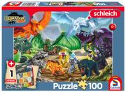 Opakowanie Puzzle 100 Schleich Eldrador Bitwa o super kryształ + figurka 113350