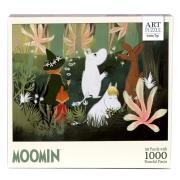 Puzzle 1000 artystyczne Muminki zielone. Wydawca: Cass Film. Dadada.pl Opakowanie Puzzle 1000 artystyczne Muminki zielone