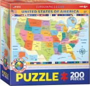 Opakowanie Puzzle 200 EG-Map of the USA 6200-0651