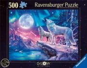 Opakowanie Puzzle 2D 500 Świecące - Wilk w zorzy polarnej
