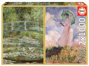 Opakowanie Puzzle 2x1000 Lilie wodne/Kobieta z parasolem G3