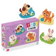 Puzzle 3w1 Zwierzaki. Wydawca: Dodo. Dadada.pl Opakowanie Puzzle 3w1 Zwierzaki