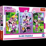 Opakowanie Puzzle 3x80 Minnie i przyjaciele TREFL