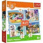 Puzzle 4w1 Kocia ferajna TREFL. Wydawca: Trefl. Dadada.pl Opakowanie Puzzle 4w1 Kocia ferajna TREFL