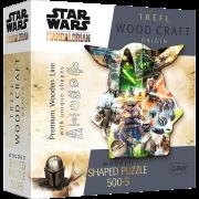 Opakowanie Puzzle 500+5 Puzzle Drewniane konturowe Tajemniczy Grogu  Star Wars The Mandalorian