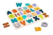 Puzzle drewniane Literki. Wydawca: Madej. Dadada.pl Opakowanie Puzzle drewniane Literki