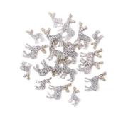 Opakowanie Renifery samoprzylepne z brokatem srebrne 20szt