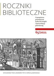 Okładka książki Roczniki Biblioteczne LXV 65/2021