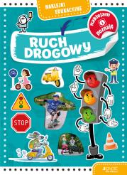 Ruch drogowy Naklejki edukacyjne. Autor: Dorota Skwark. Dadada.pl Okładka książki Ruch drogowy Naklejki edukacyjne