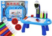 Stolik do rysowania z rzutnikiem niebieski. Wydawca: Leantoys. Dadada.pl Opakowanie Stolik do rysowania z rzutnikiem niebieski