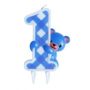 Opakowanie Świeczka urodzinowa 1 Miś niebieski