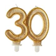 Opakowanie Świeczka urodzinowa 30 złoty brokat