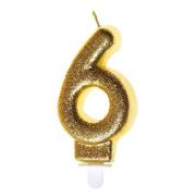 Opakowanie Świeczka urodzinowa 6 złoty brokat