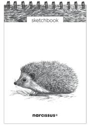 Szkicownik A5/60K na spirali - Jeż. Wydawca: Narcissus. Dadada.pl Opakowanie Szkicownik A5/60K na spirali - Jeż