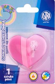 Opakowanie Temperówka i gumka w kształcie serca transformer 2w1 Astra blister 1 sztuka mix