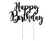 Opakowanie Topper na tort Happy Birthday czarny, 22,5cm