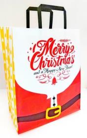 Opakowanie Torebka biała KRAFT 320x380x150 Święta Mikołaj